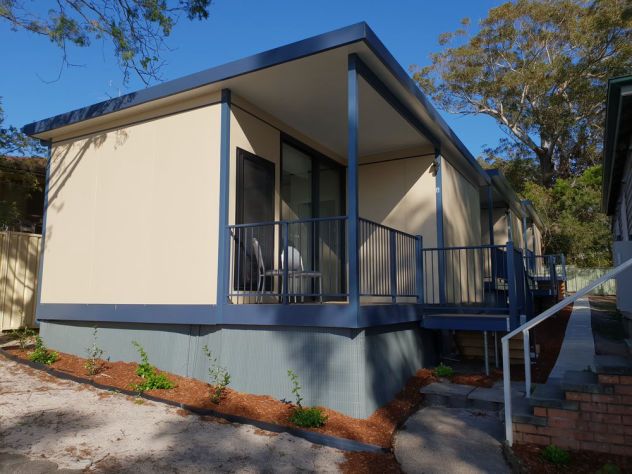 MAAP modular prefabricated panelised single bedroom units at a womens shelter used to house those who need it most