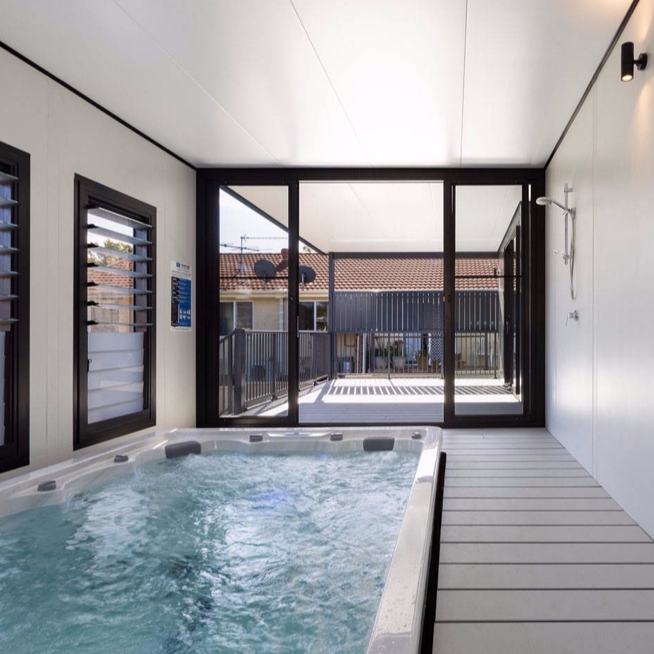 MAAP House hybrid panelised modular homes. Custom B&B retreat with swim spa accommodation factory built complete external