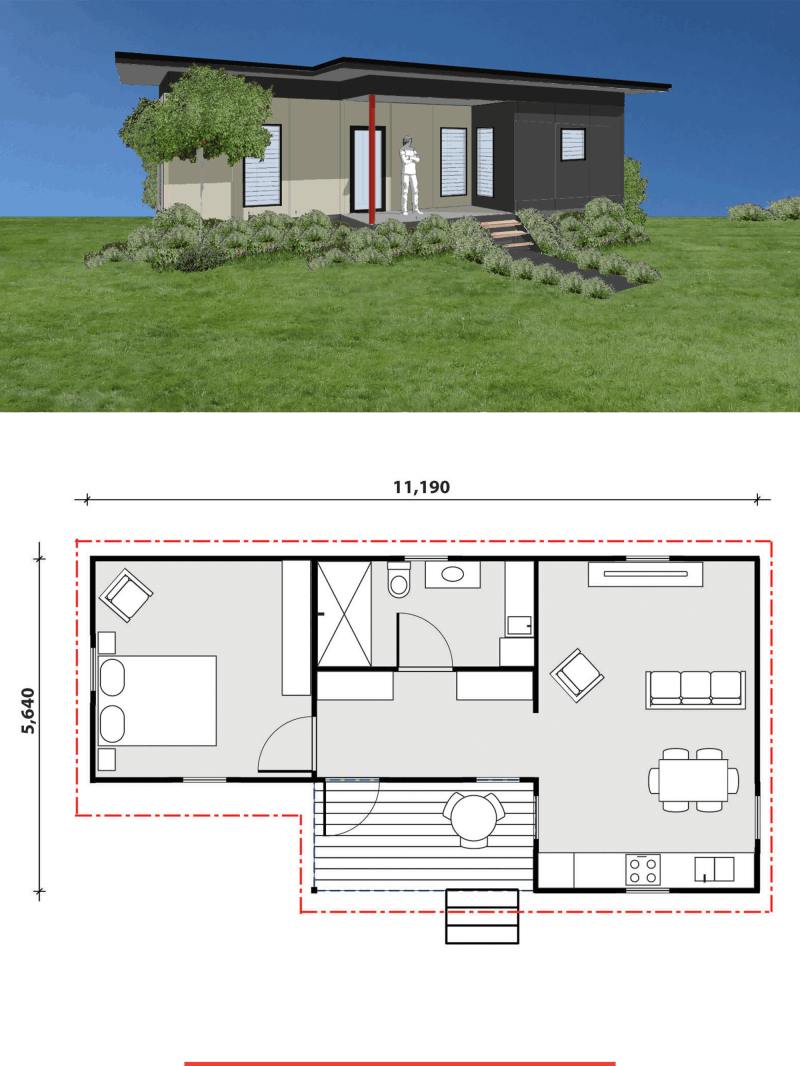 MAAP House Hybrid Panelised Modular Bilgola granny flat image and floorplan