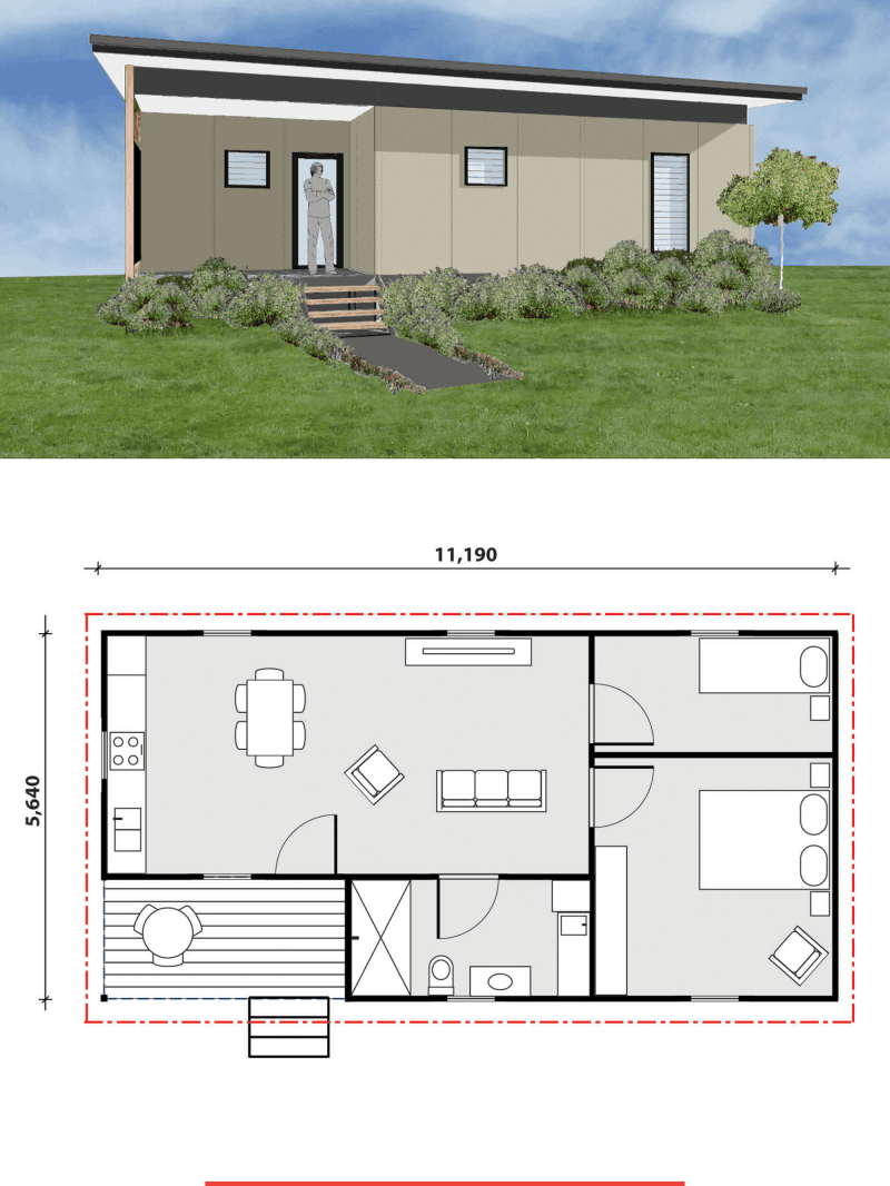 MAAP House Hybrid Panelised Modular Freshwater granny flat image and floorplan