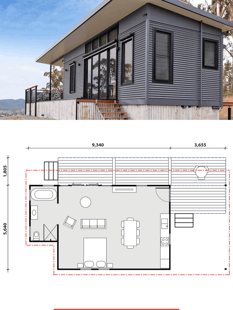 MAAP House Hybrid Panelised Modular Zenith Studio Cabin granny flat image and floorplan
